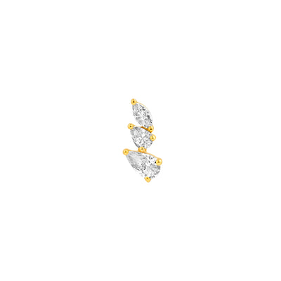7/8tcw Pear Marquise and Round Diamond Stud Earrings