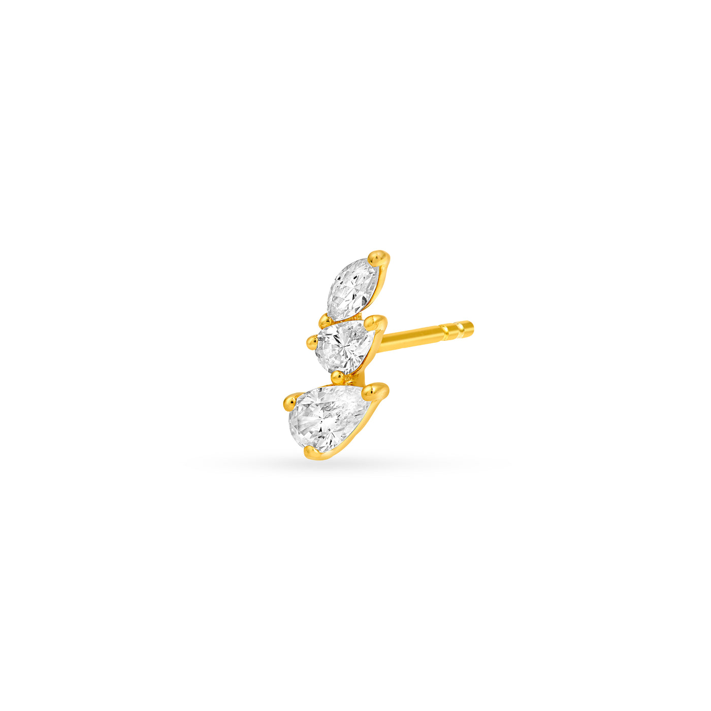 7/8tcw Pear Marquise and Round Diamond Stud Earrings
