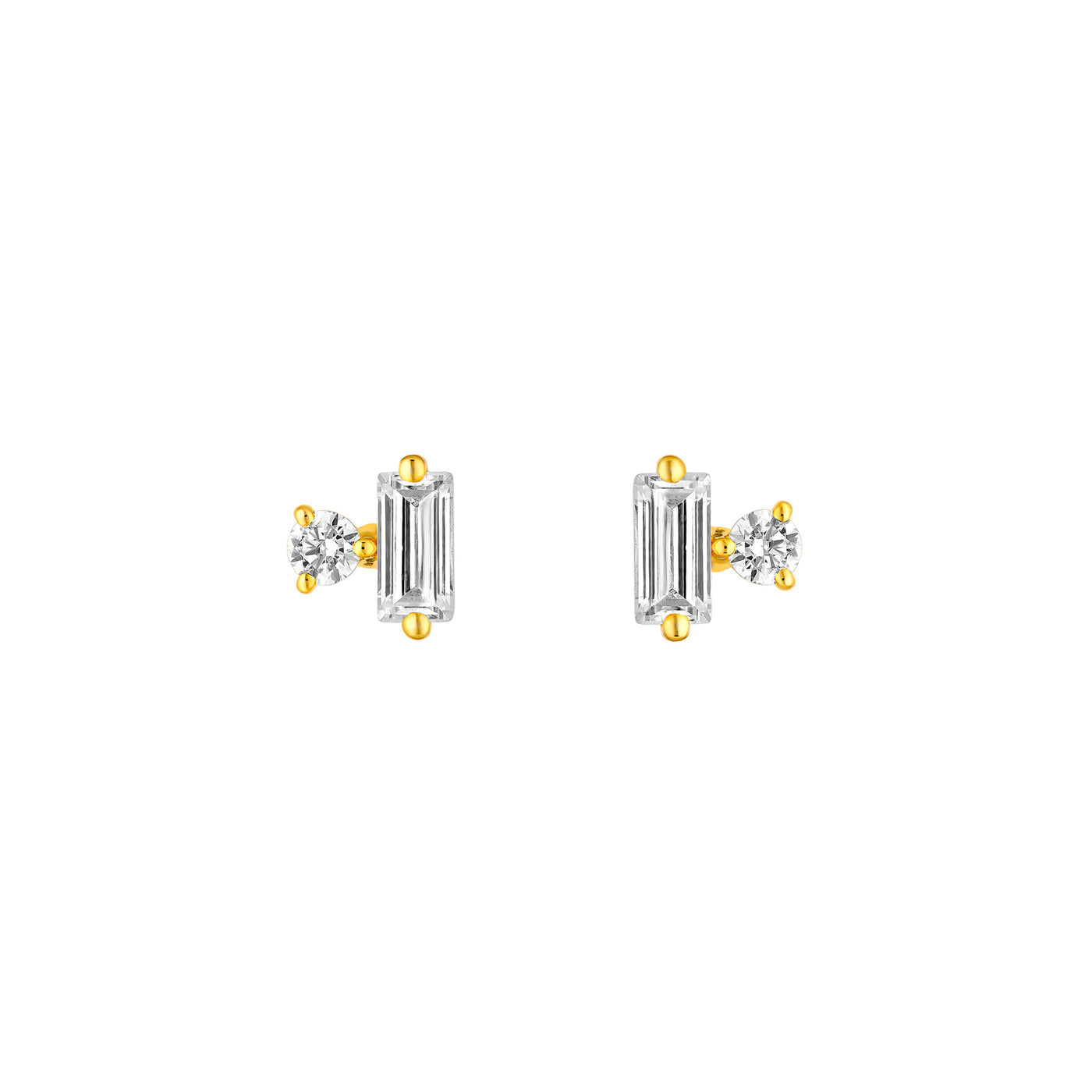 5/8tcw Square Baguette & Round Diamond Earrings