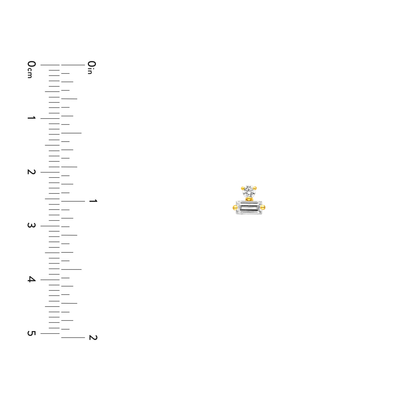 5/8tcw Square Baguette & Round Diamond Earrings