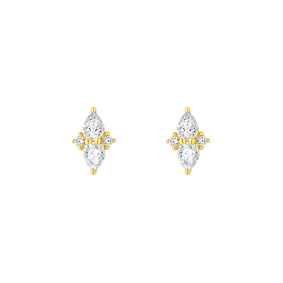 7/8tcw Pear & Round Diamond Earrings