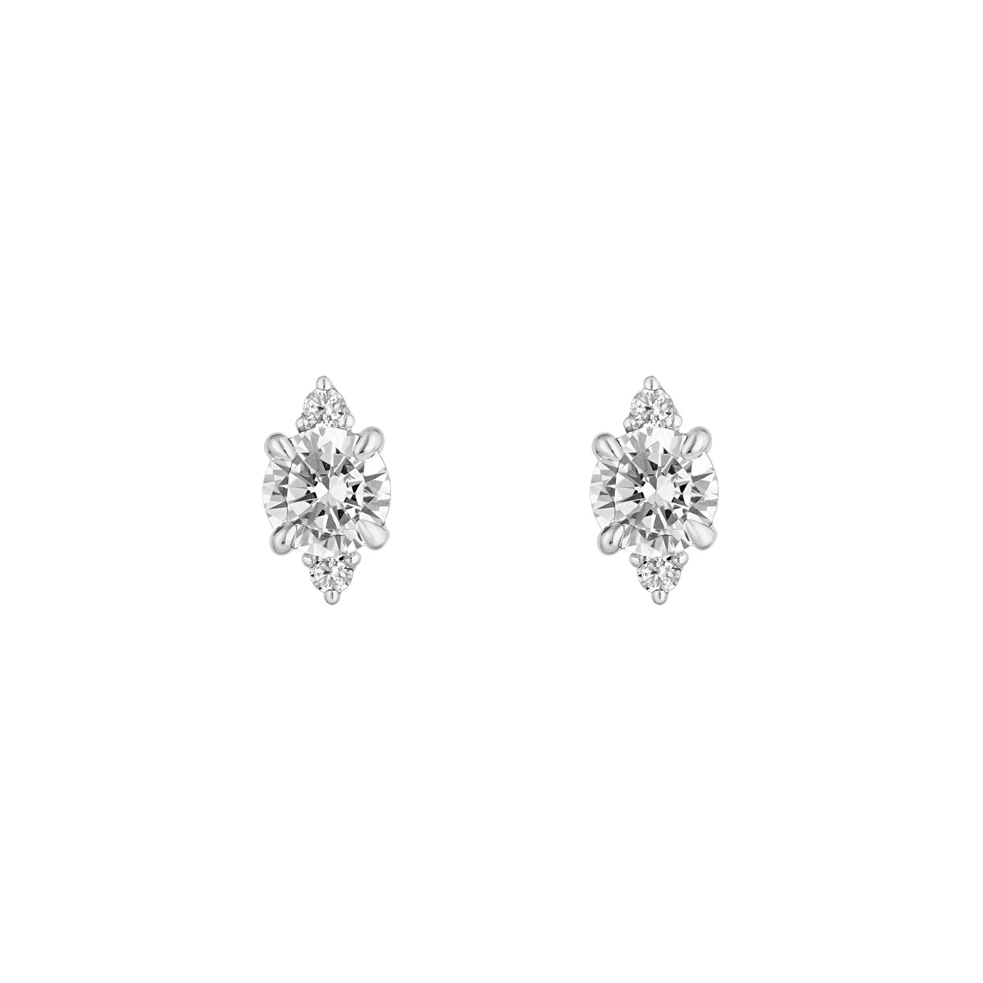 7/8tcw Three Stone Round Diamond Earrings