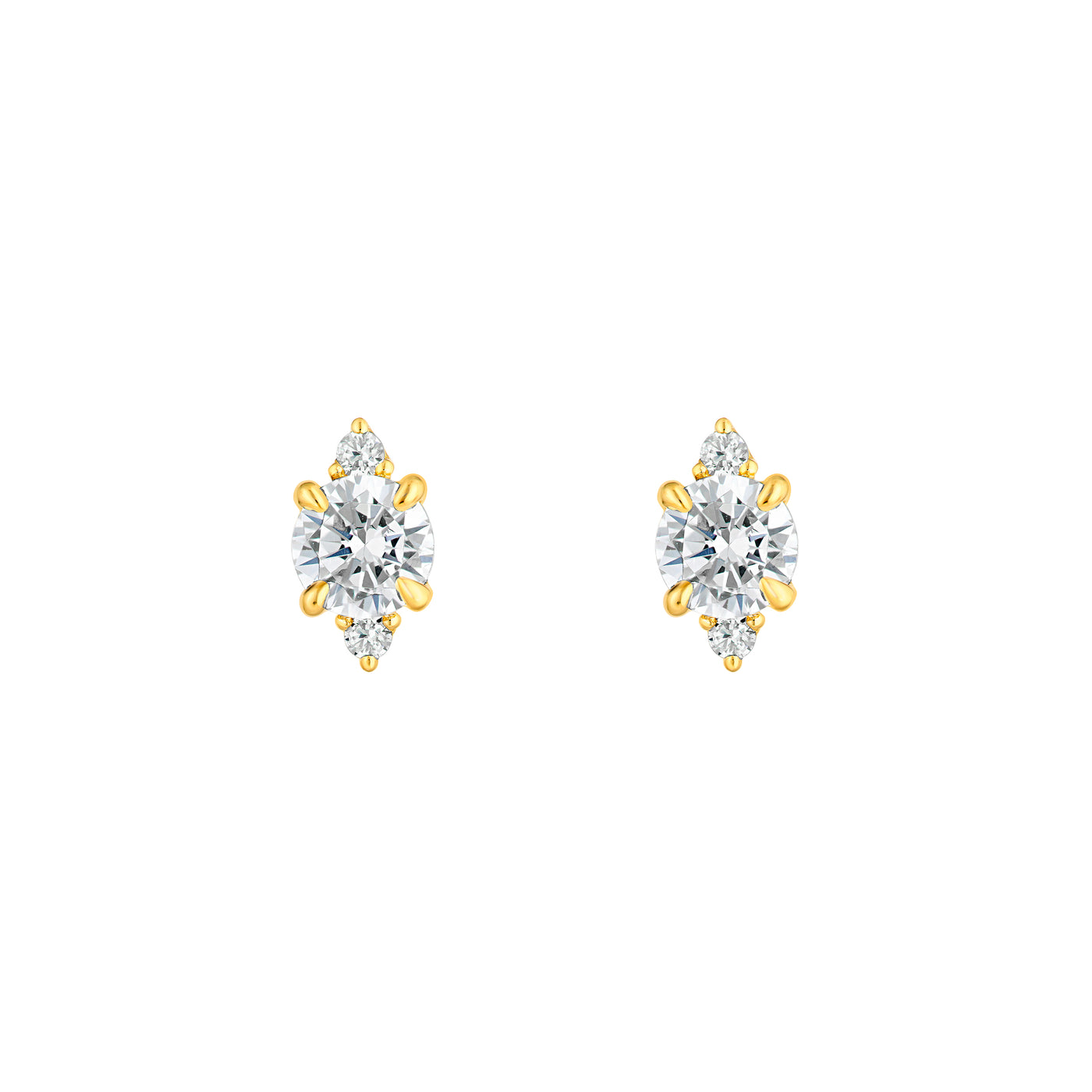 7/8tcw Three Stone Round Diamond Earrings