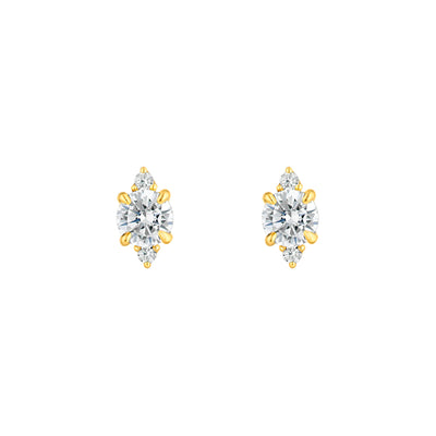 7/8tcw Three Stone Round Diamond Earrings