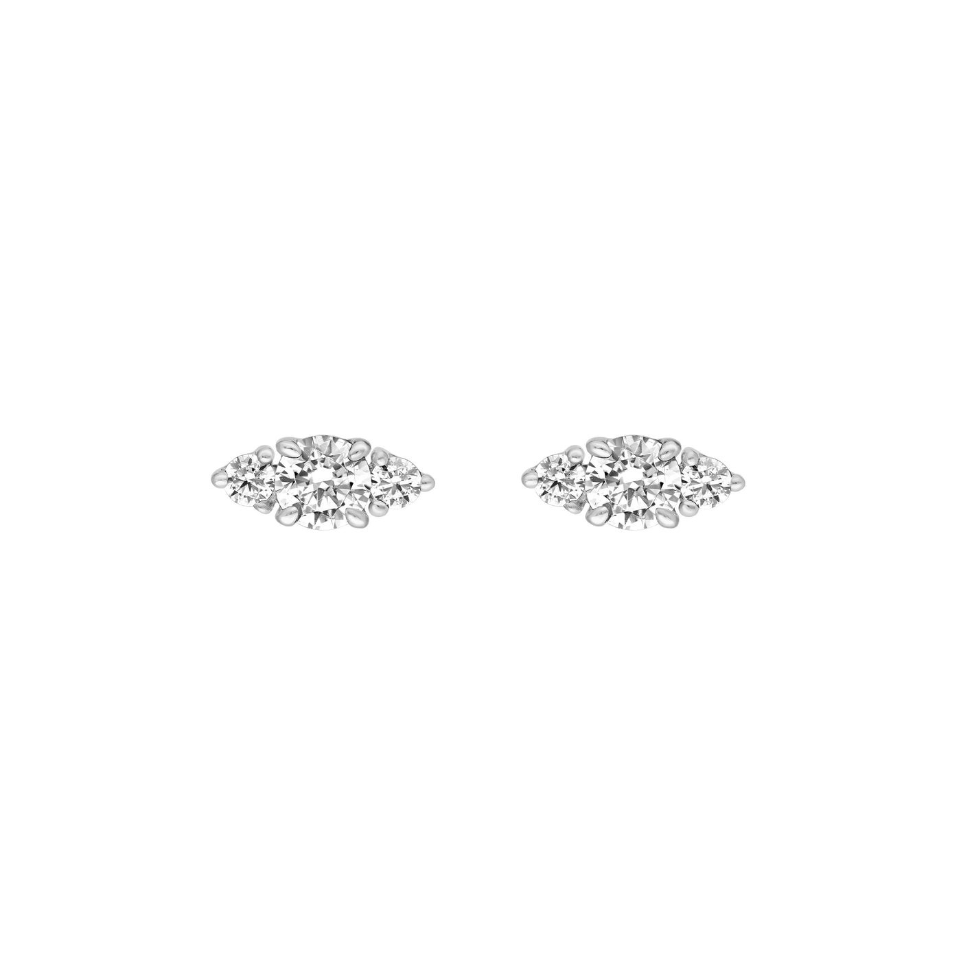 3/8tcw Three Stone Round Diamond Earrings