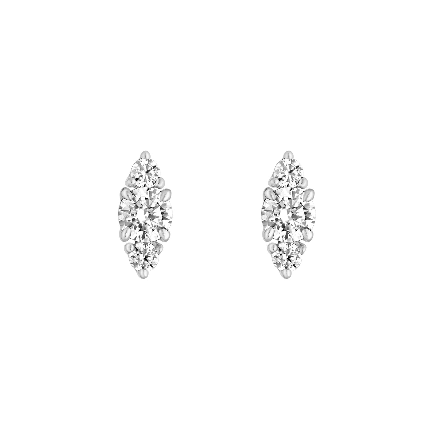 3/8tcw Three Stone Round Diamond Earrings