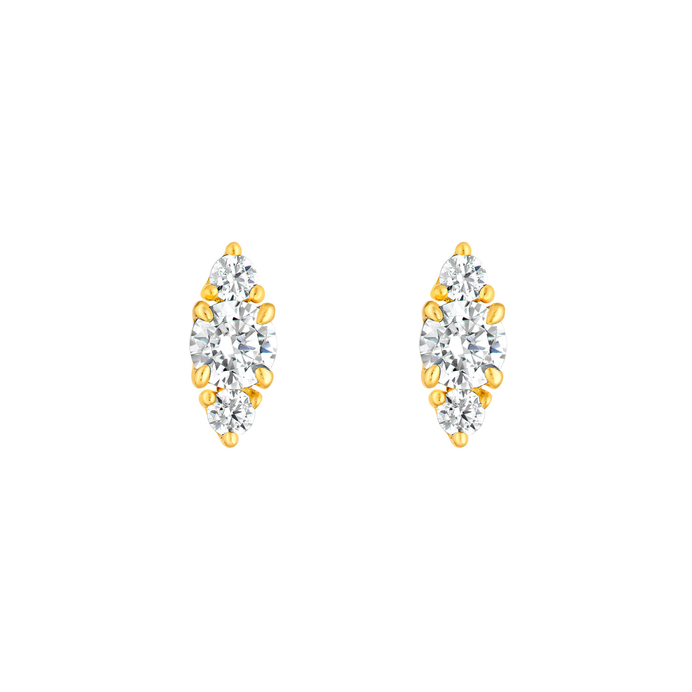 3/8tcw Three Stone Round Diamond Earrings