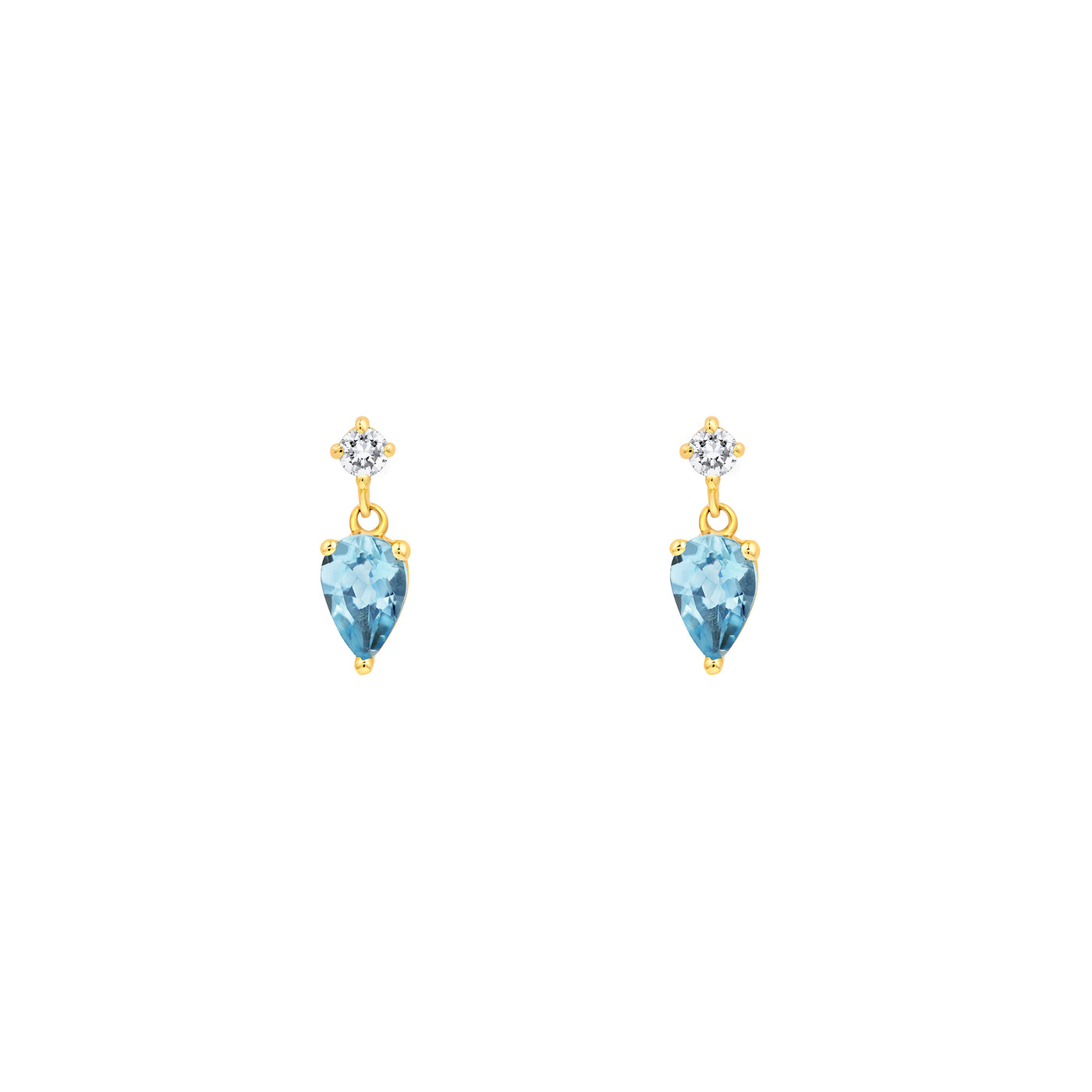 5/8tcw Pear Shape Aquamarine & Diamond Stud Earrings
