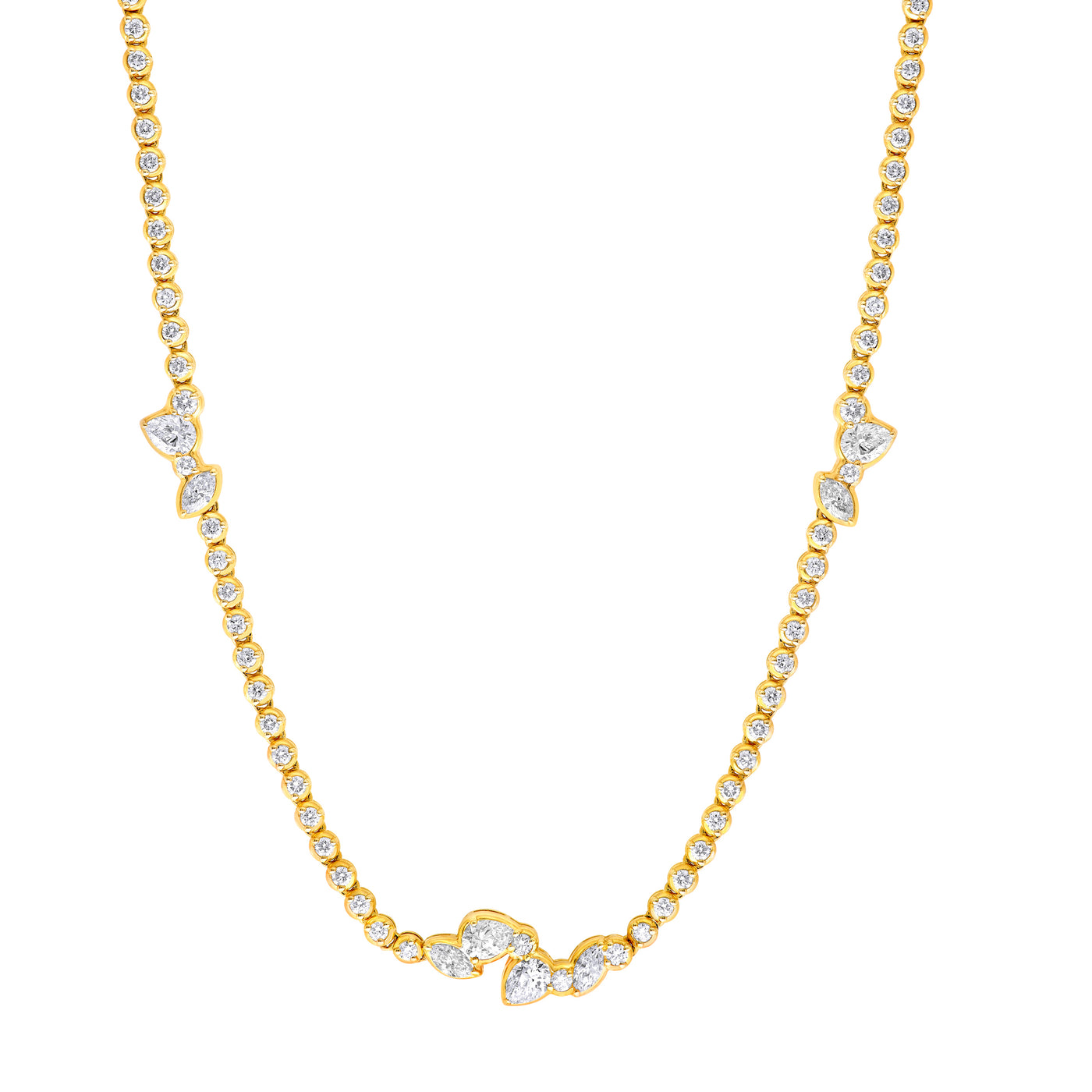 3-1/2tcw Stationed Mixed Shape Diamond Tennis Necklace