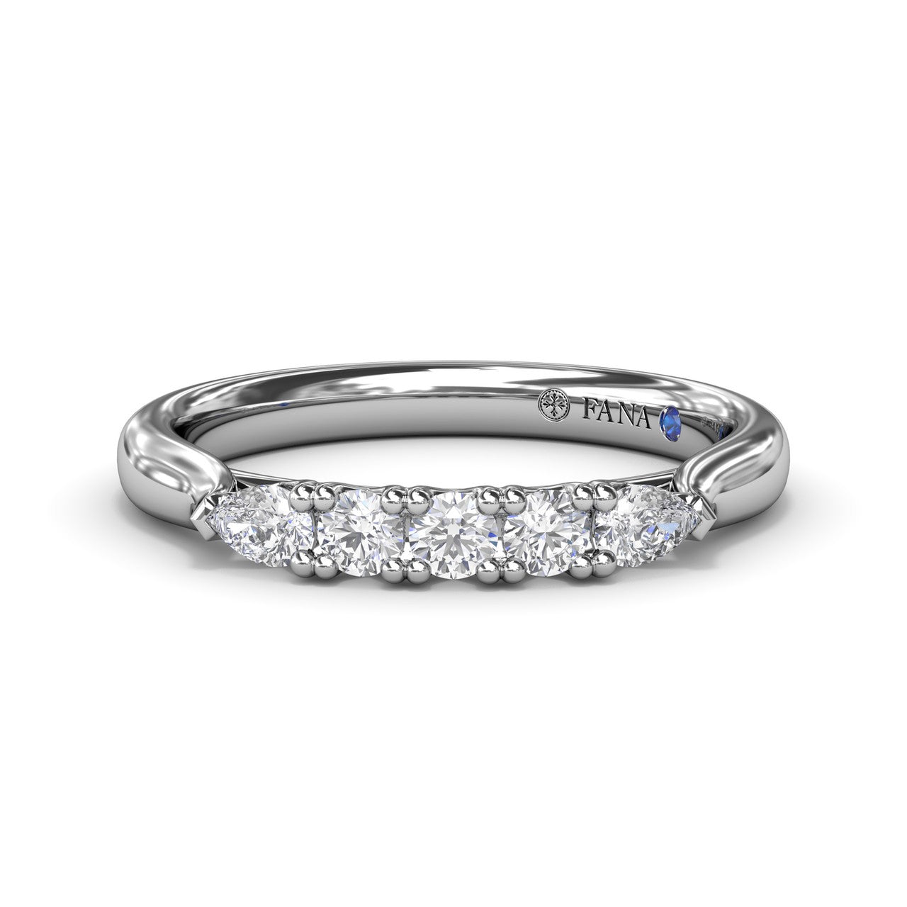 Pear and Round Diamond Wedding Band