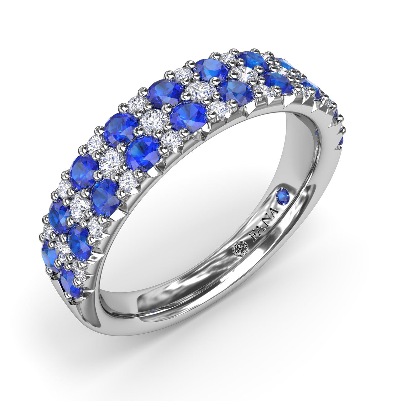 Pave Sapphire and Diamond Anniversary Band