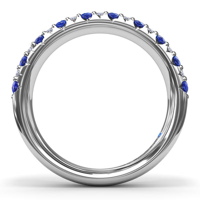 Pave Sapphire and Diamond Anniversary Band